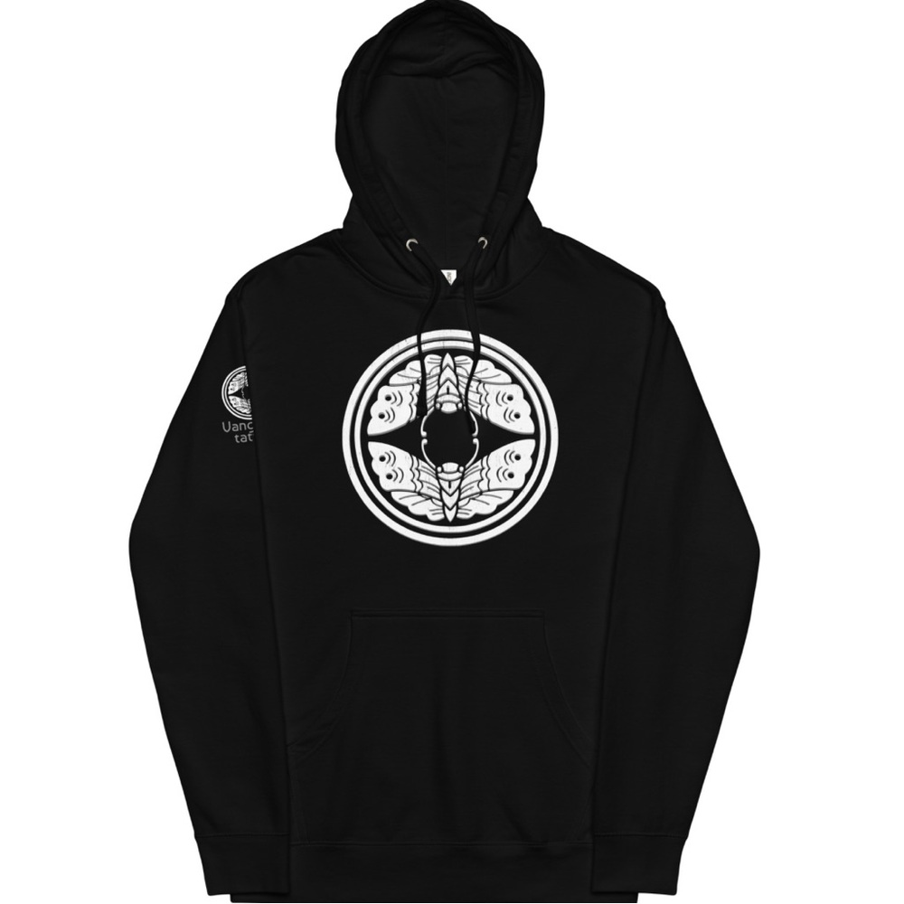 Black Graphic Hoodie with White Design